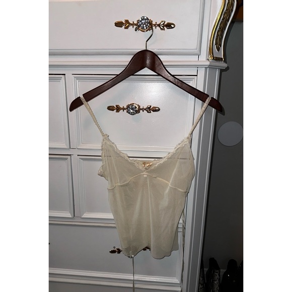 RARE Y2K True Vintage, Abercrombie & Fitch cream, sheer, lace camisole, Sz M - Picture 13 of 16